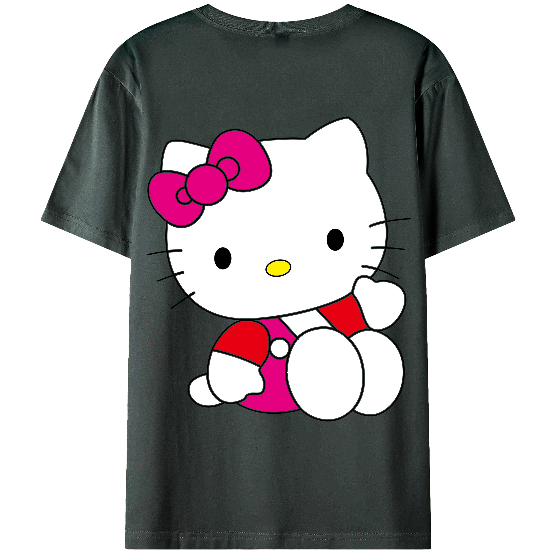（画像用） Hello Kitty ハローキティ 綿100％ メンズ半袖Tシャツ（バックプリント） 通気性